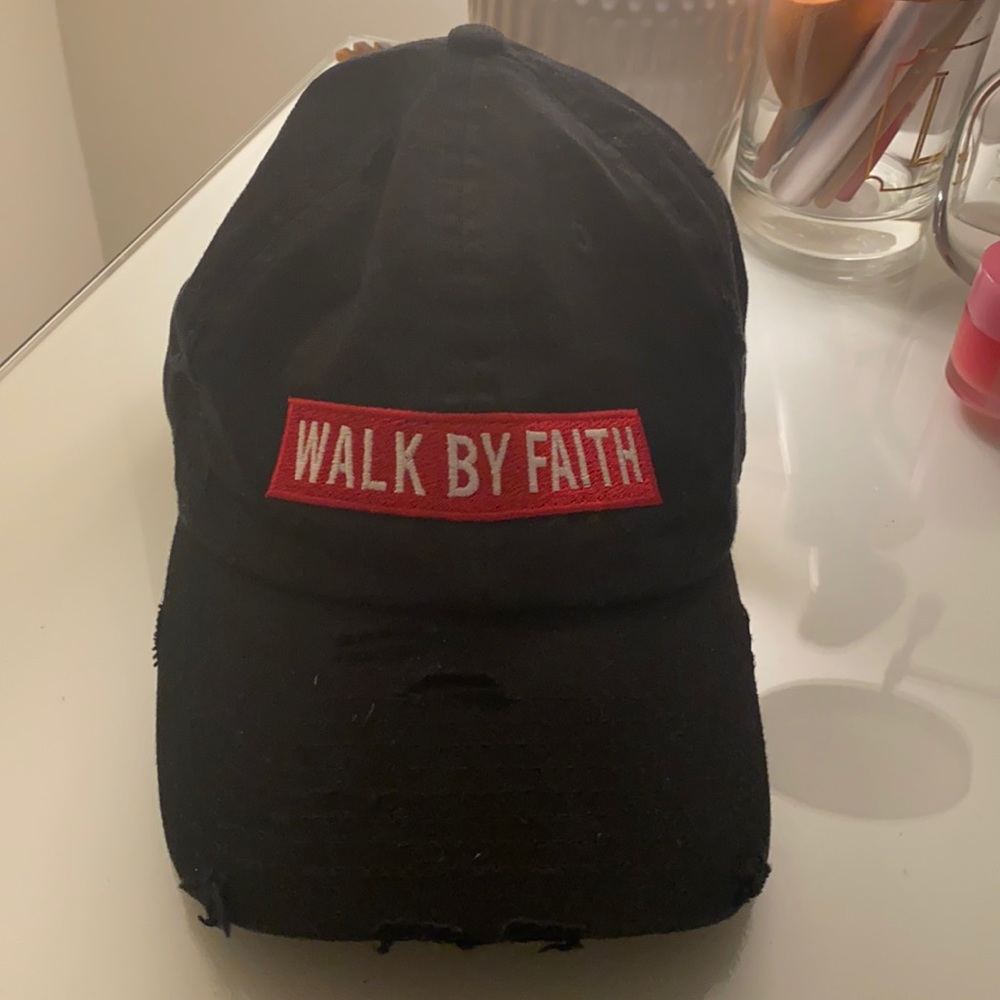 Distressed “Walk By Faith” Baseball Cap